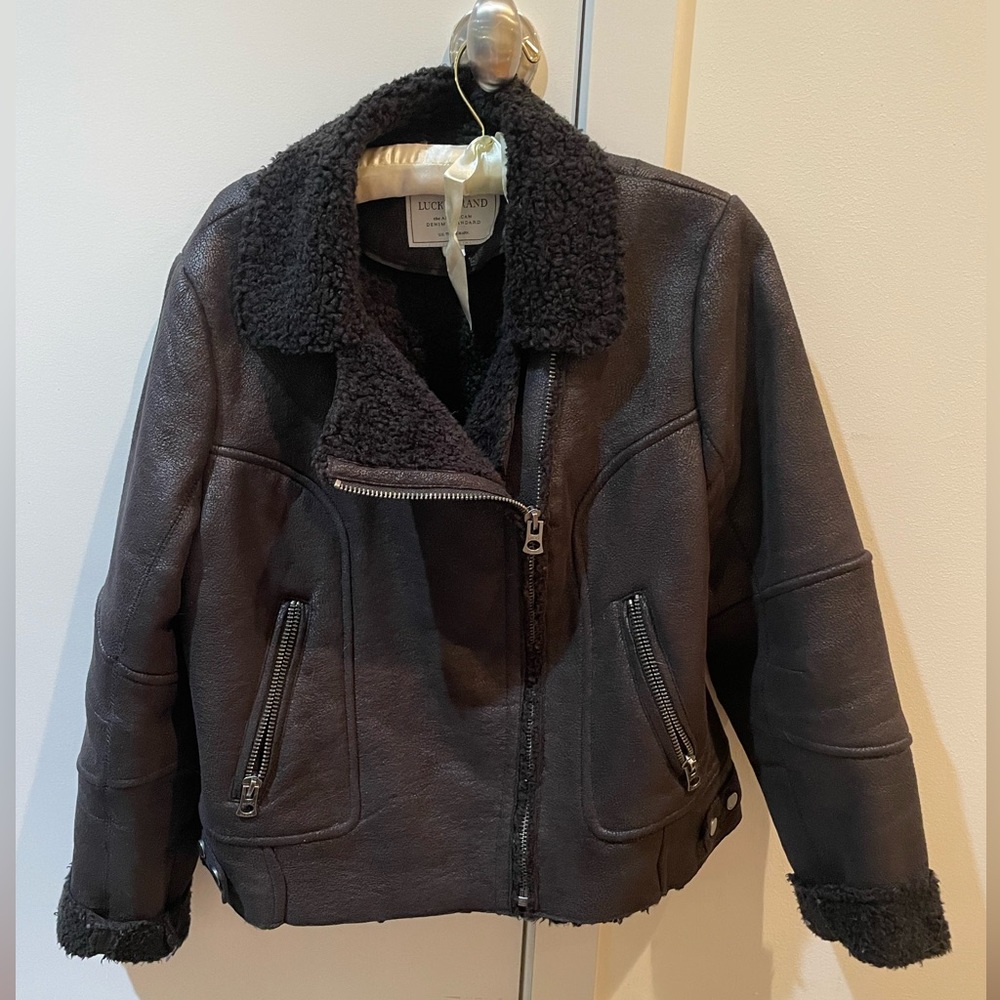 Faux Fur Lined Jacket, Size L